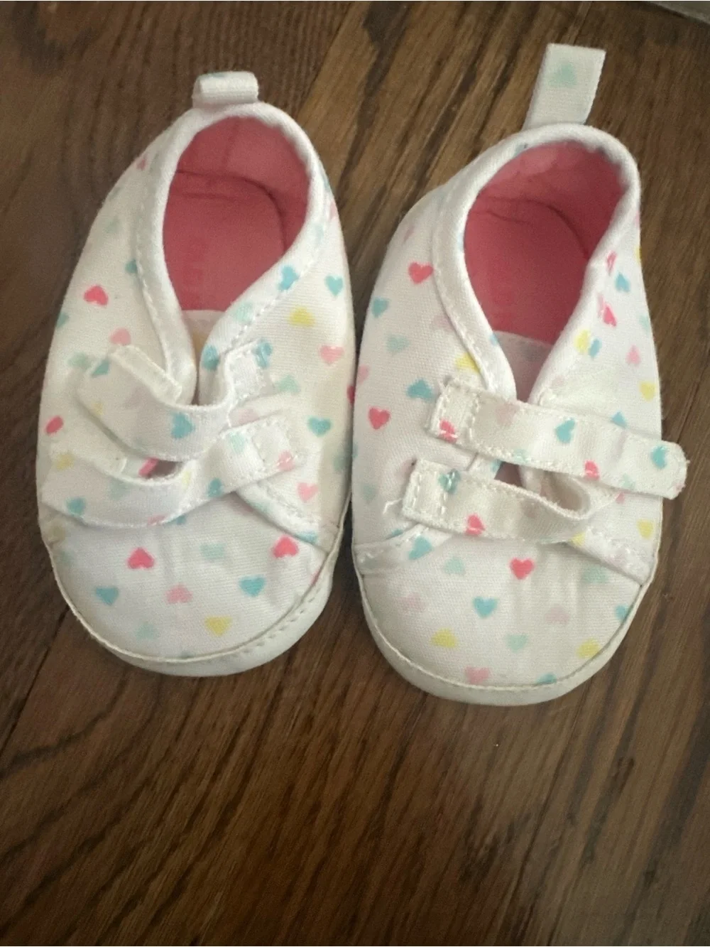 Old Navy White Baby Slip-On Shoes with Multicolor Heart Print